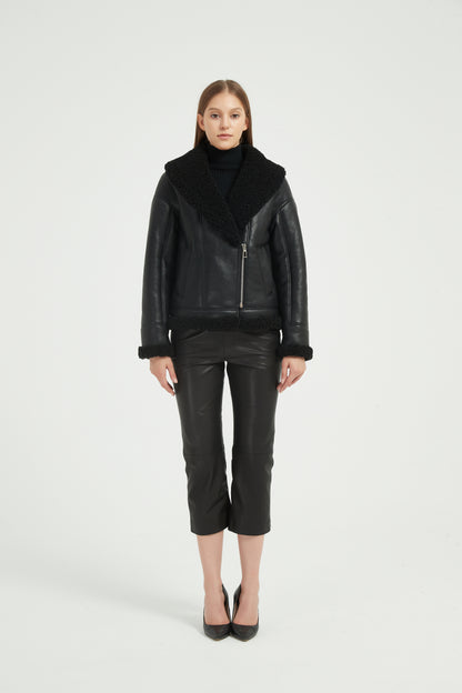 Markcorp shawl collar coat Eco-friendly fur one black fashion short autumn and winter women's coat