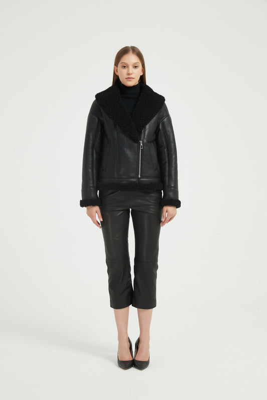 Markcorp shawl collar coat Eco-friendly fur one black fashion short autumn and winter women's coat