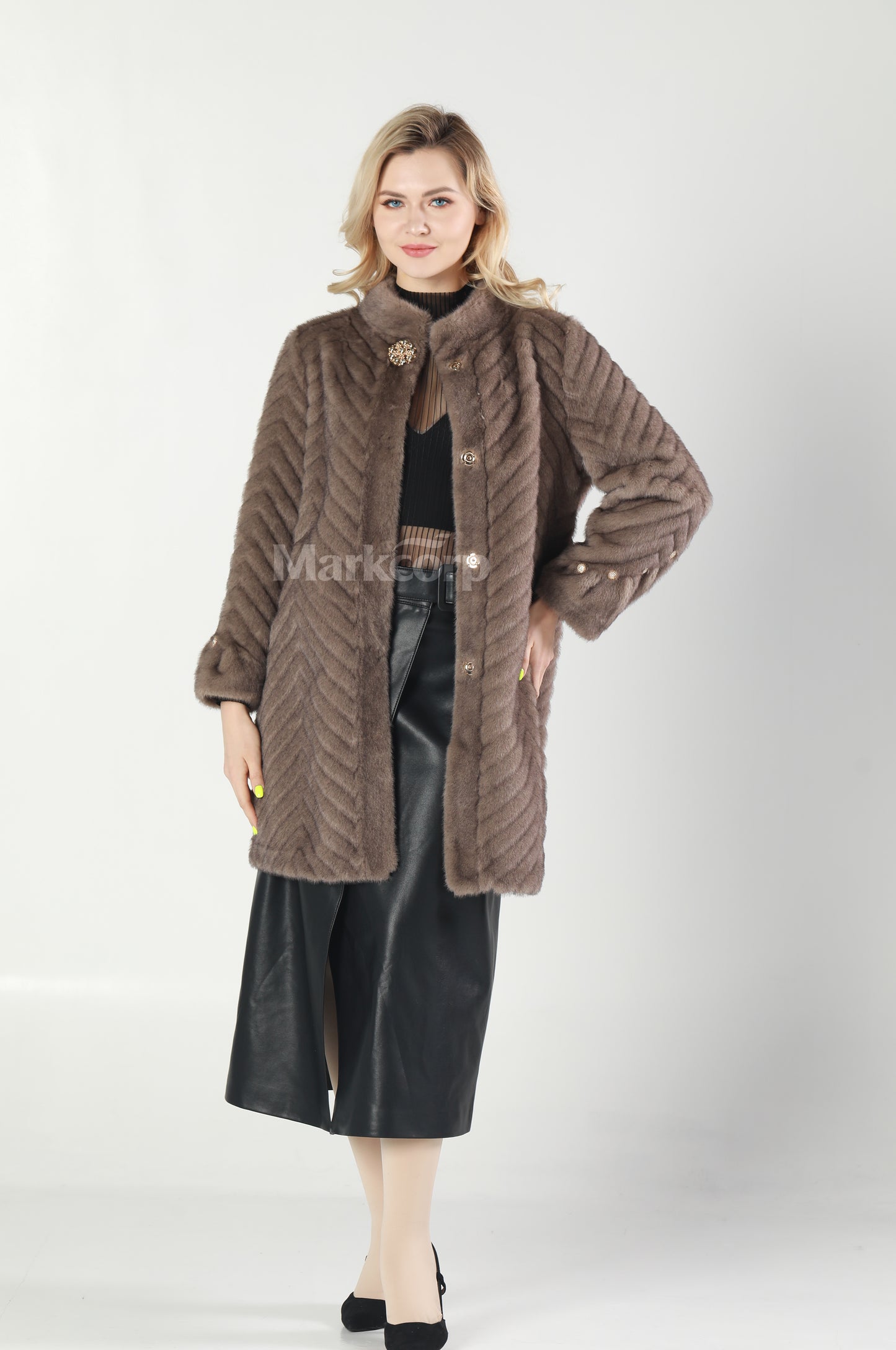 Markcorp Synthetic fur medium length coat