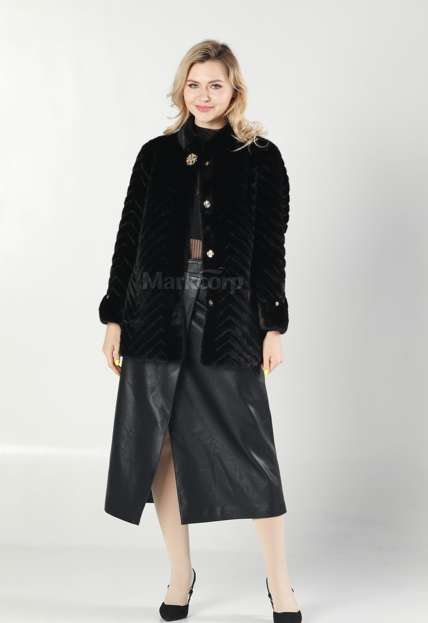 Markcorp Synthetic fur cropped coat