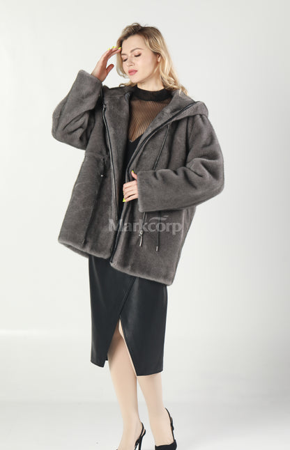 Markcorp Synthetic fur cropped coat