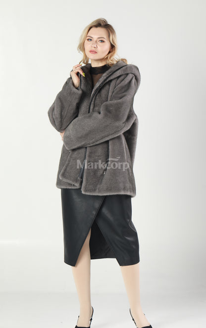 Markcorp Synthetic fur cropped coat