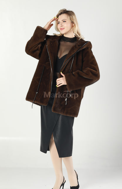 Markcorp Synthetic fur cropped coat