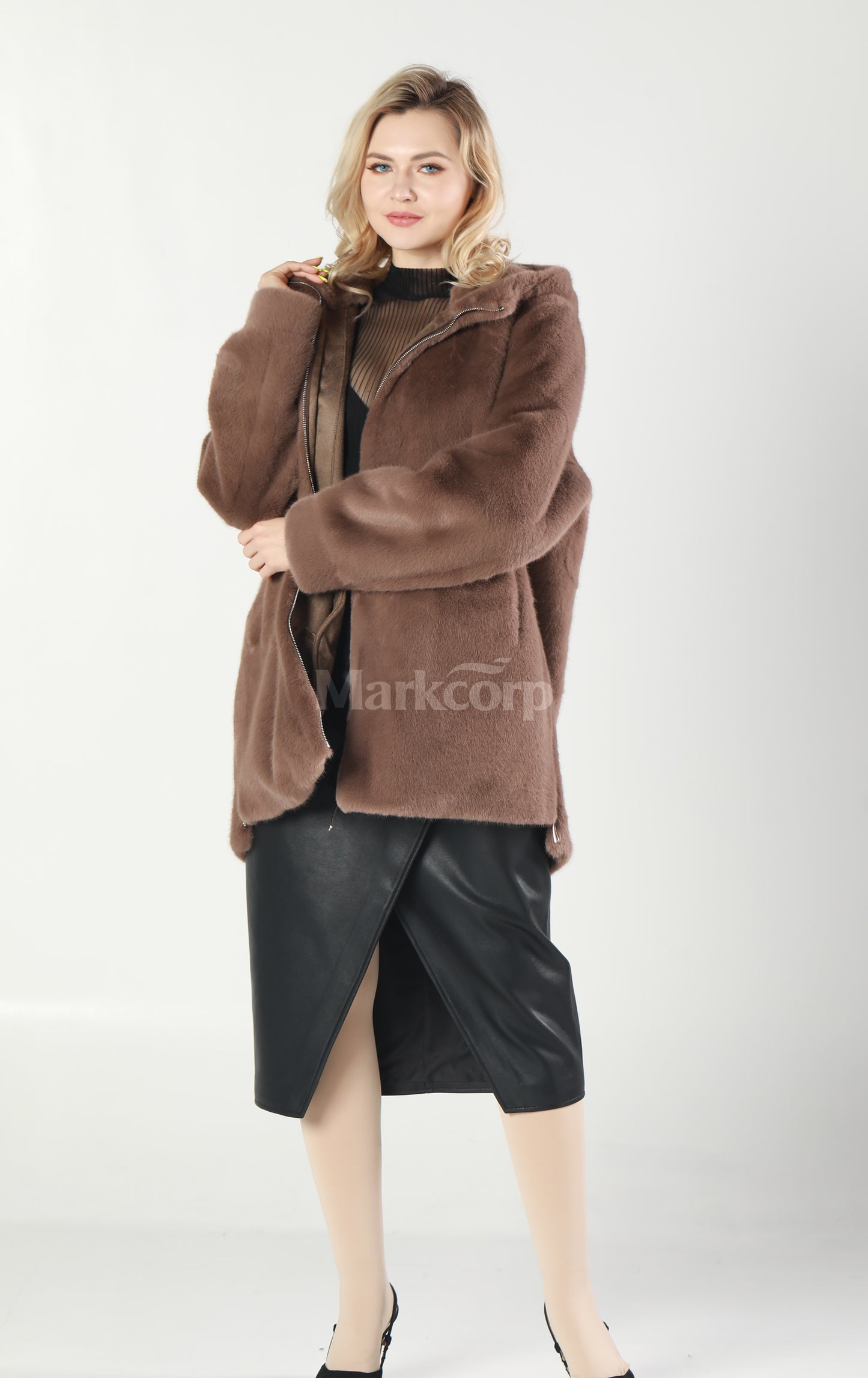 Markcorp Synthetic fur cropped coat
