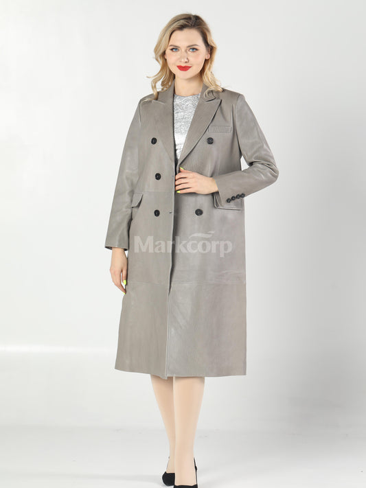 Markcorp Vintage-Inspired Leather Trench Coat