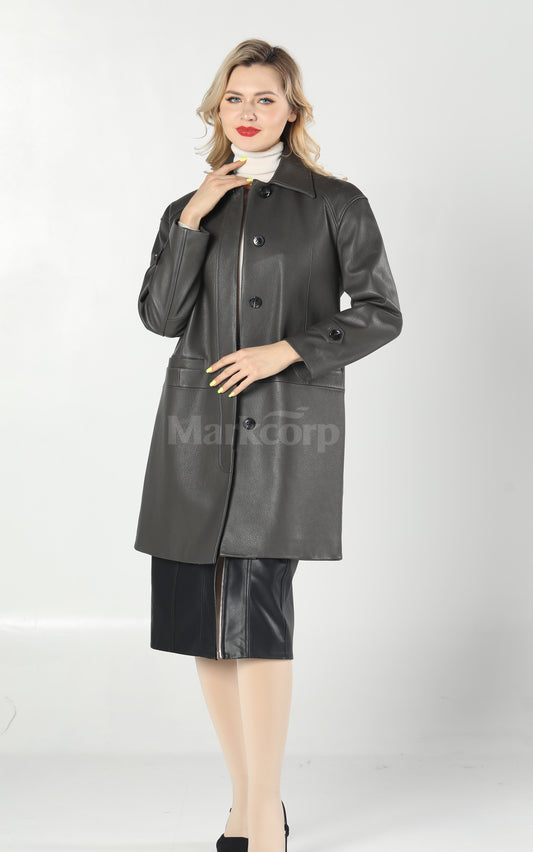 Markcorp Vintage-Inspired Leather Trench Coat