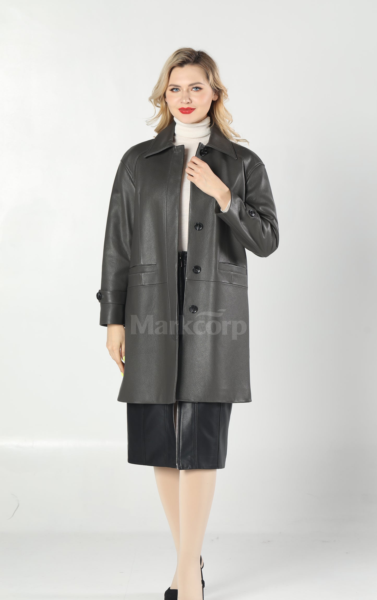 Markcorp Vintage-Inspired Leather Trench Coat